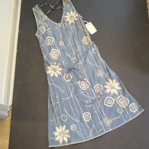 Gold Hawk Dresses & Skirts - GOLD HAWK embellished blue silk dress NWOT, S